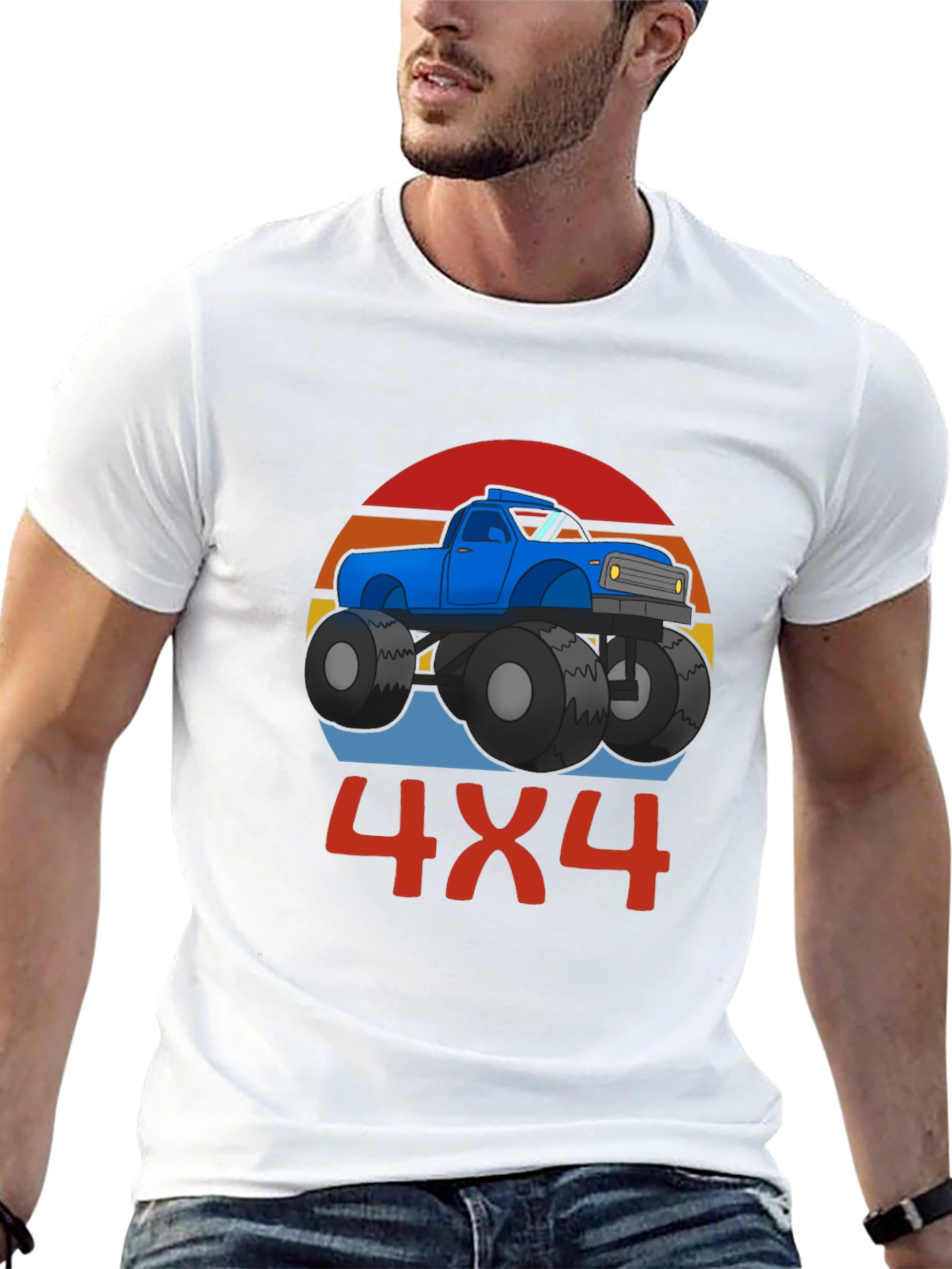 4x4 Monster Truck Graphic Tee - Black Cotton Blend