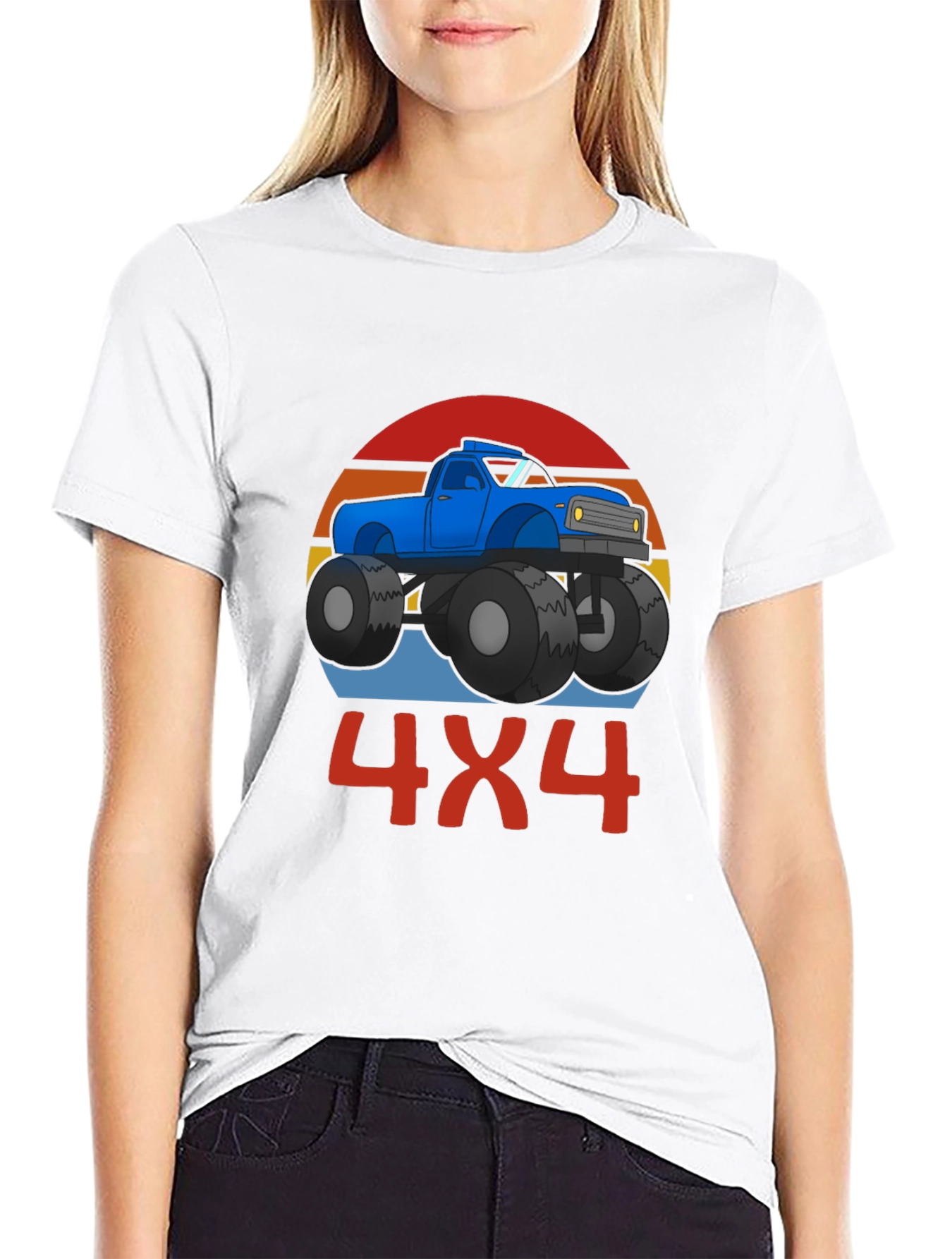4x4 Monster Truck Graphic Tee - Black Cotton Blend