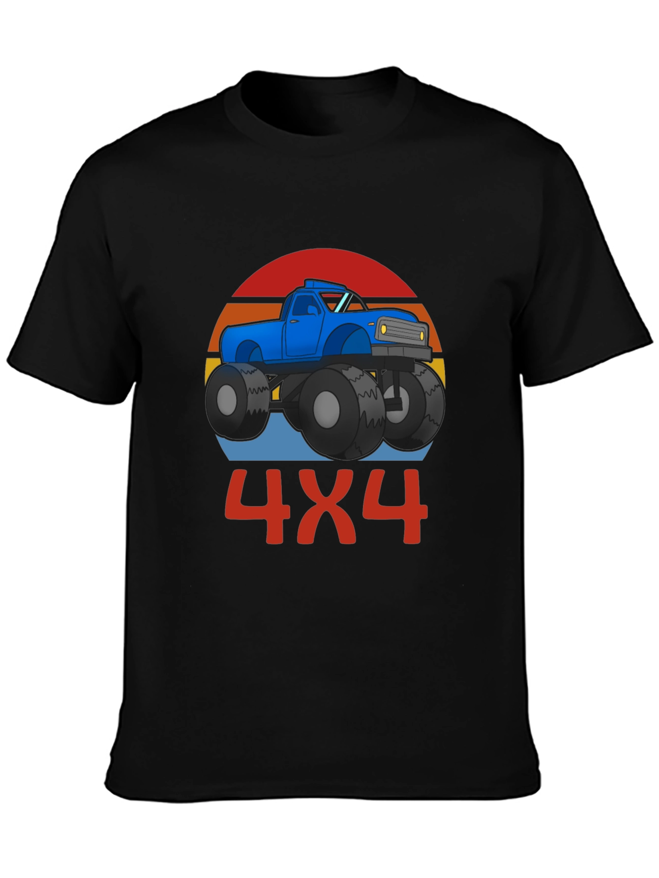 4x4 Monster Truck Graphic Tee - Black Cotton Blend