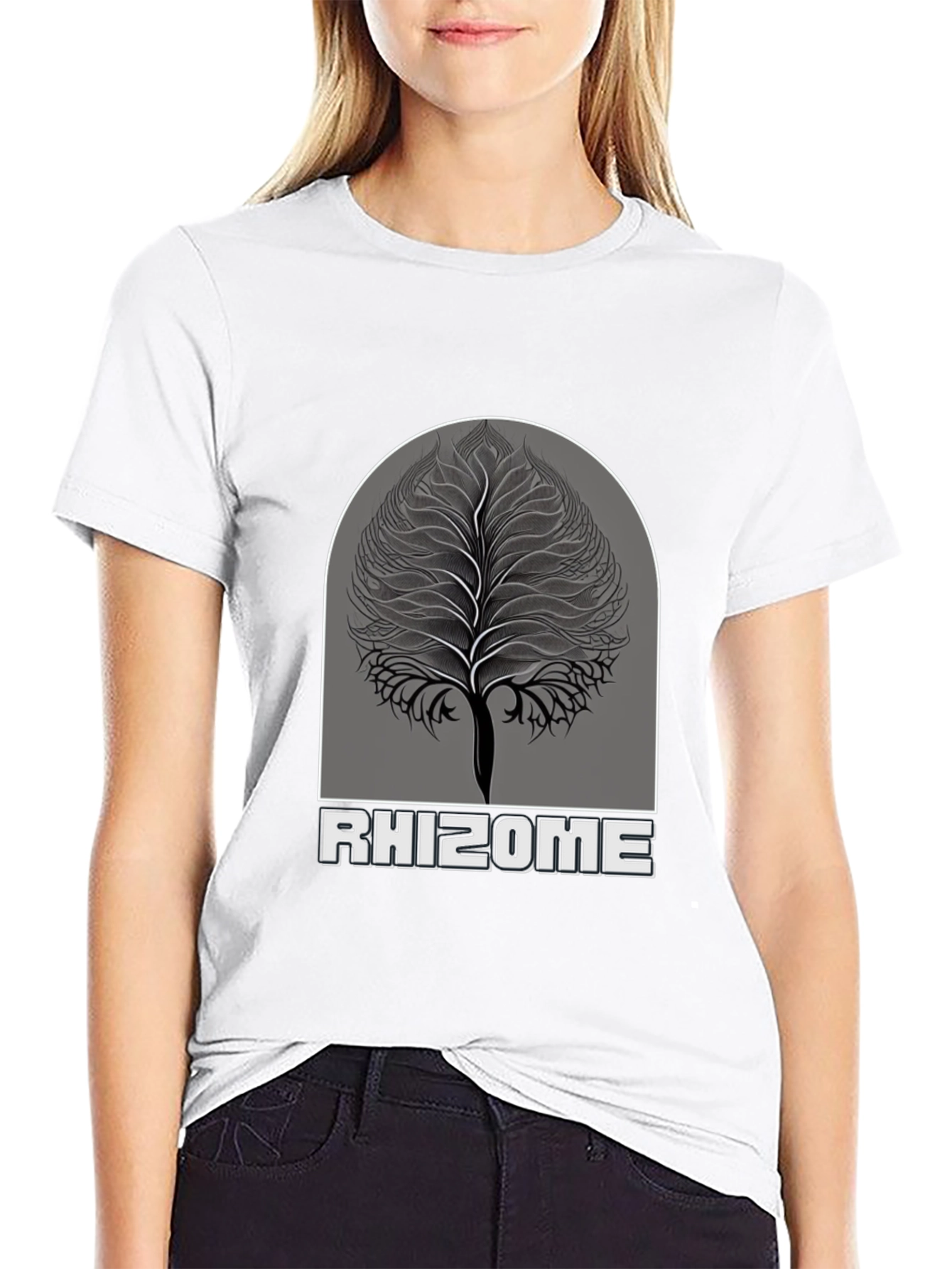 Rhizome Tree Graphic Tee - Stylish Black T-Shirt