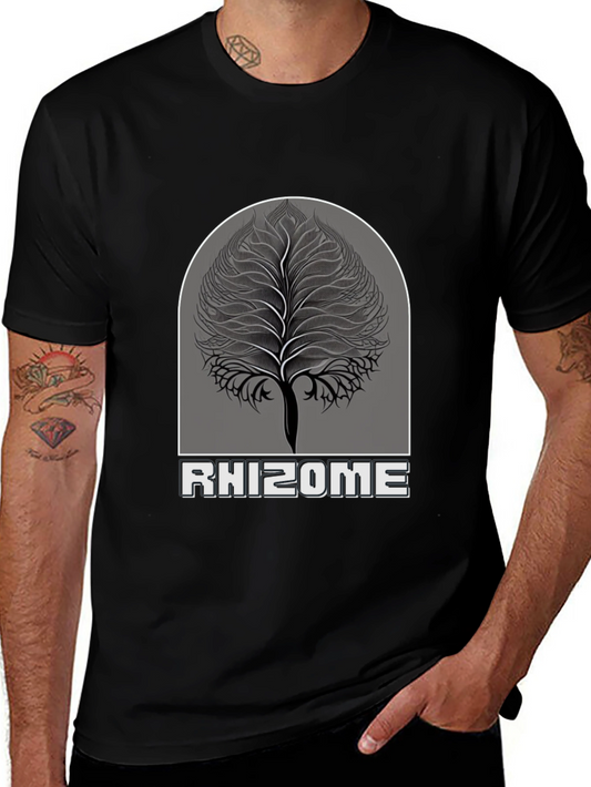 Rhizome Tree Graphic Tee - Stylish Black T-Shirt