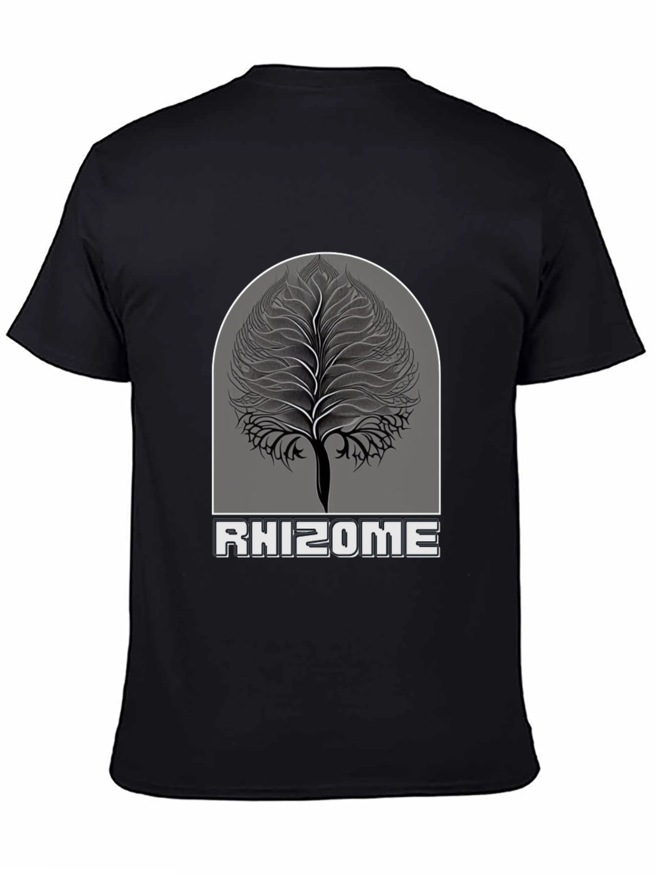 Rhizome Tree Graphic Tee - Stylish Black T-Shirt