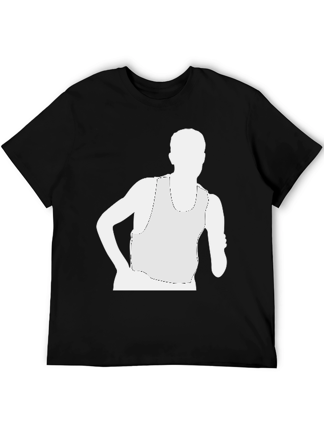 Athlete Silhouette Graphic Tee - Black Cotton Blend