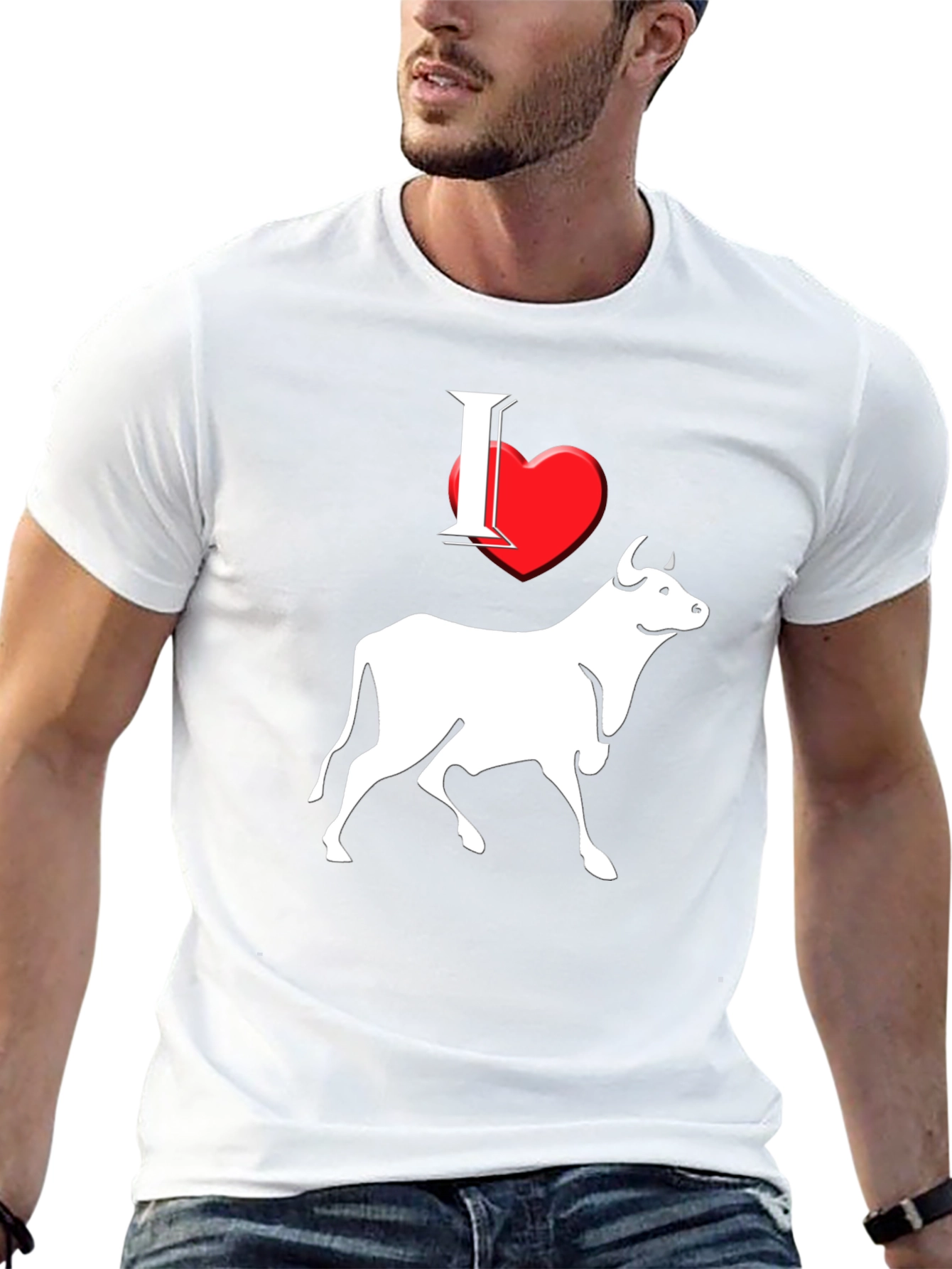 I Heart Steer Graphic Tee - Black Cotton T-Shirt