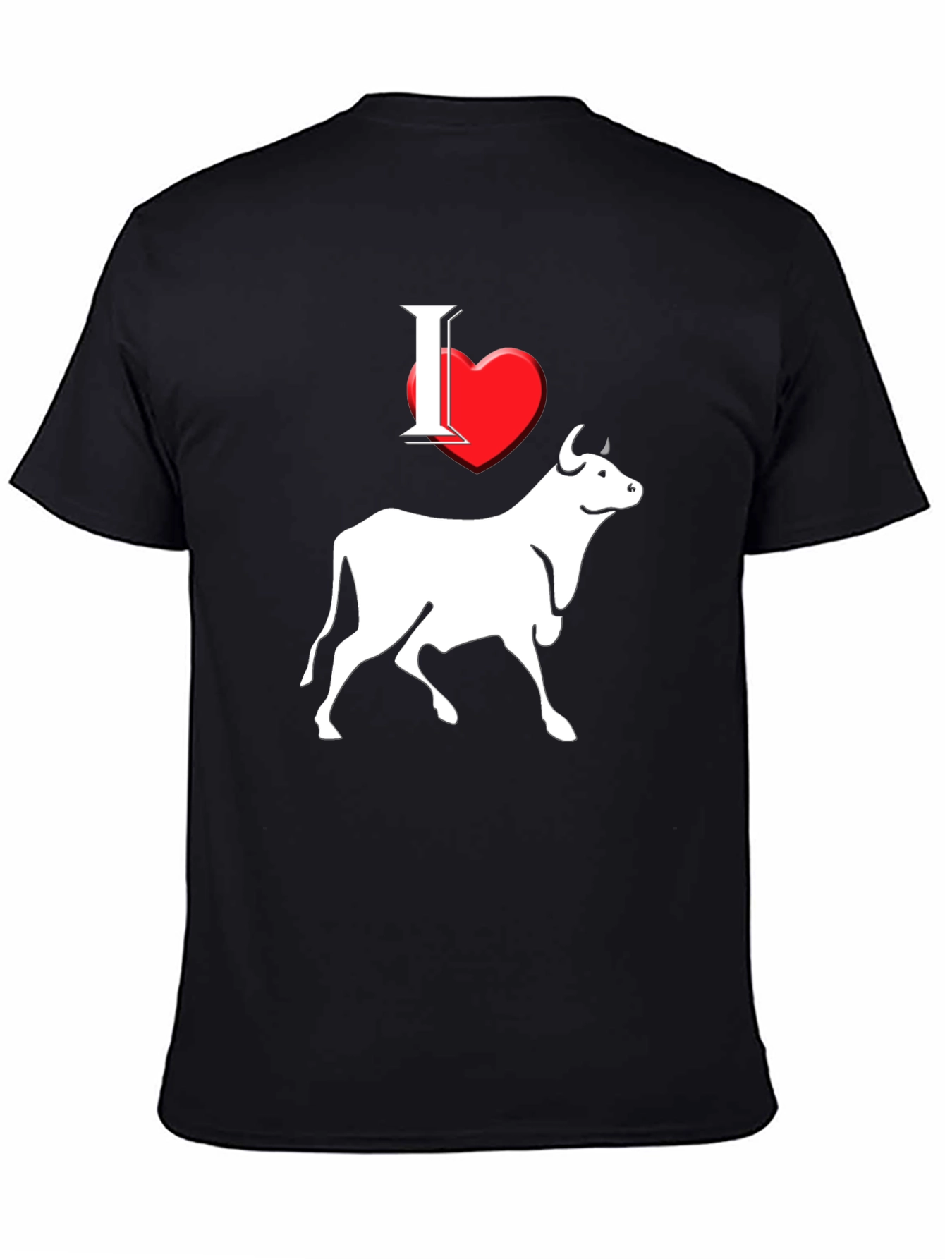I Heart Steer Graphic Tee - Black Cotton T-Shirt