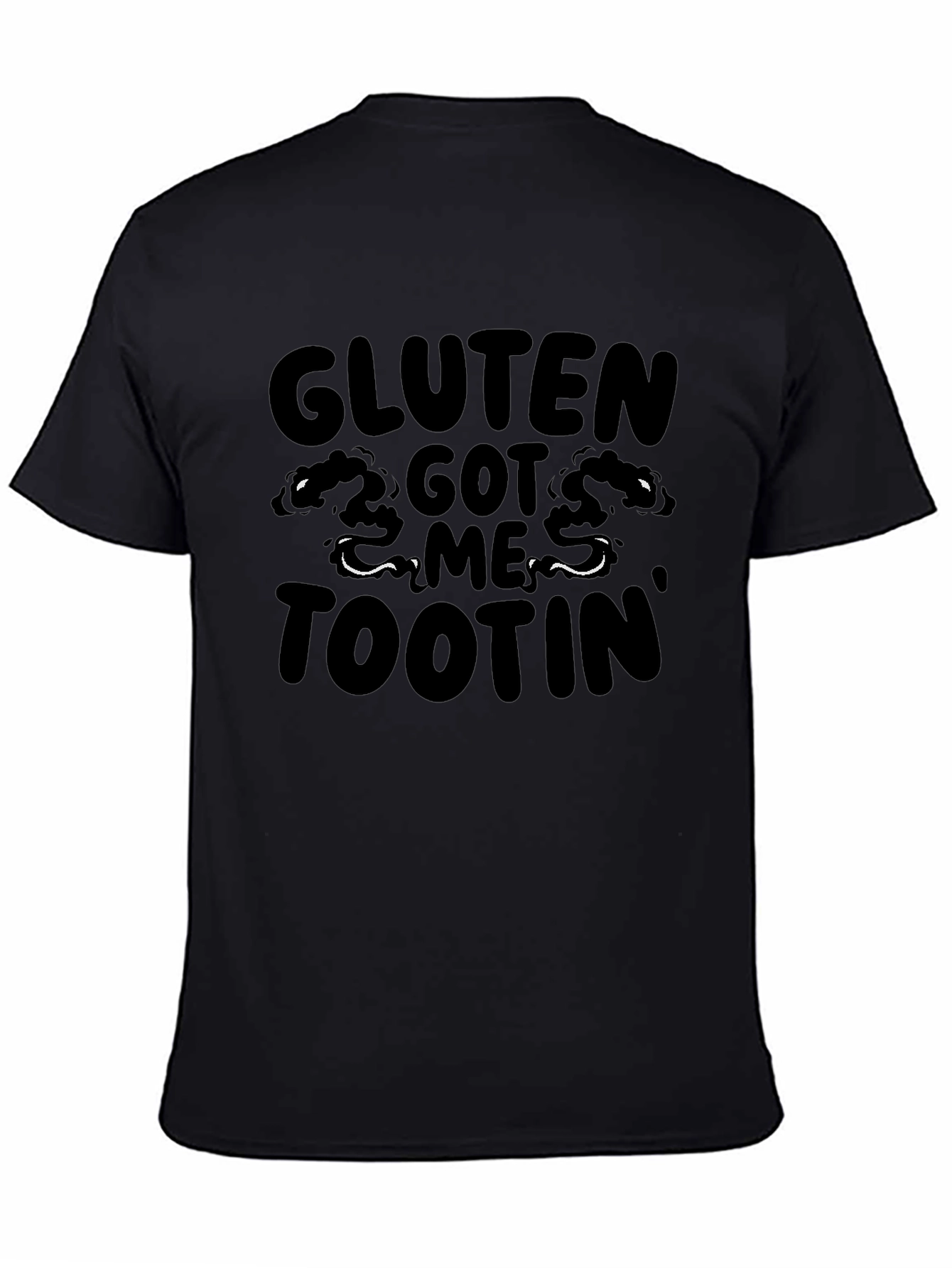 Gluten Got Me Tootin Black Graphic T-Shirt