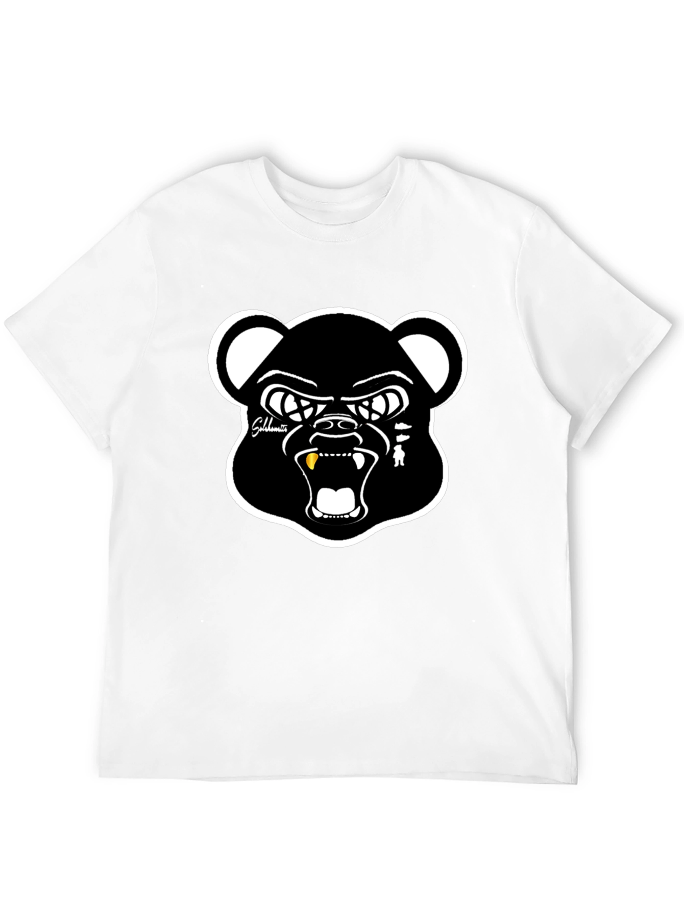 Mens Black Bear Graphic Print Crew Neck T-Shirt