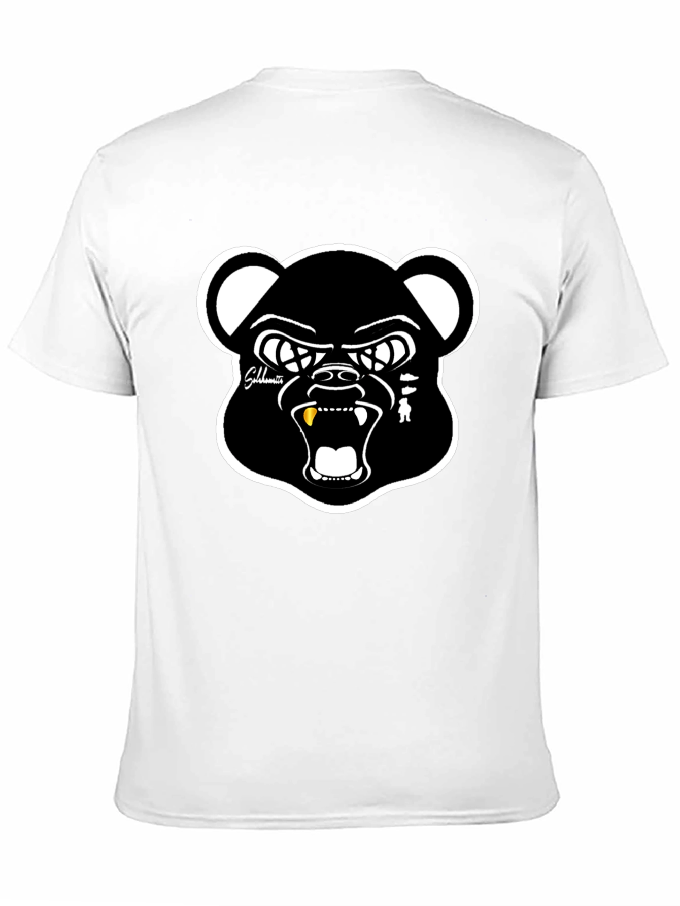 Mens Black Bear Graphic Print Crew Neck T-Shirt