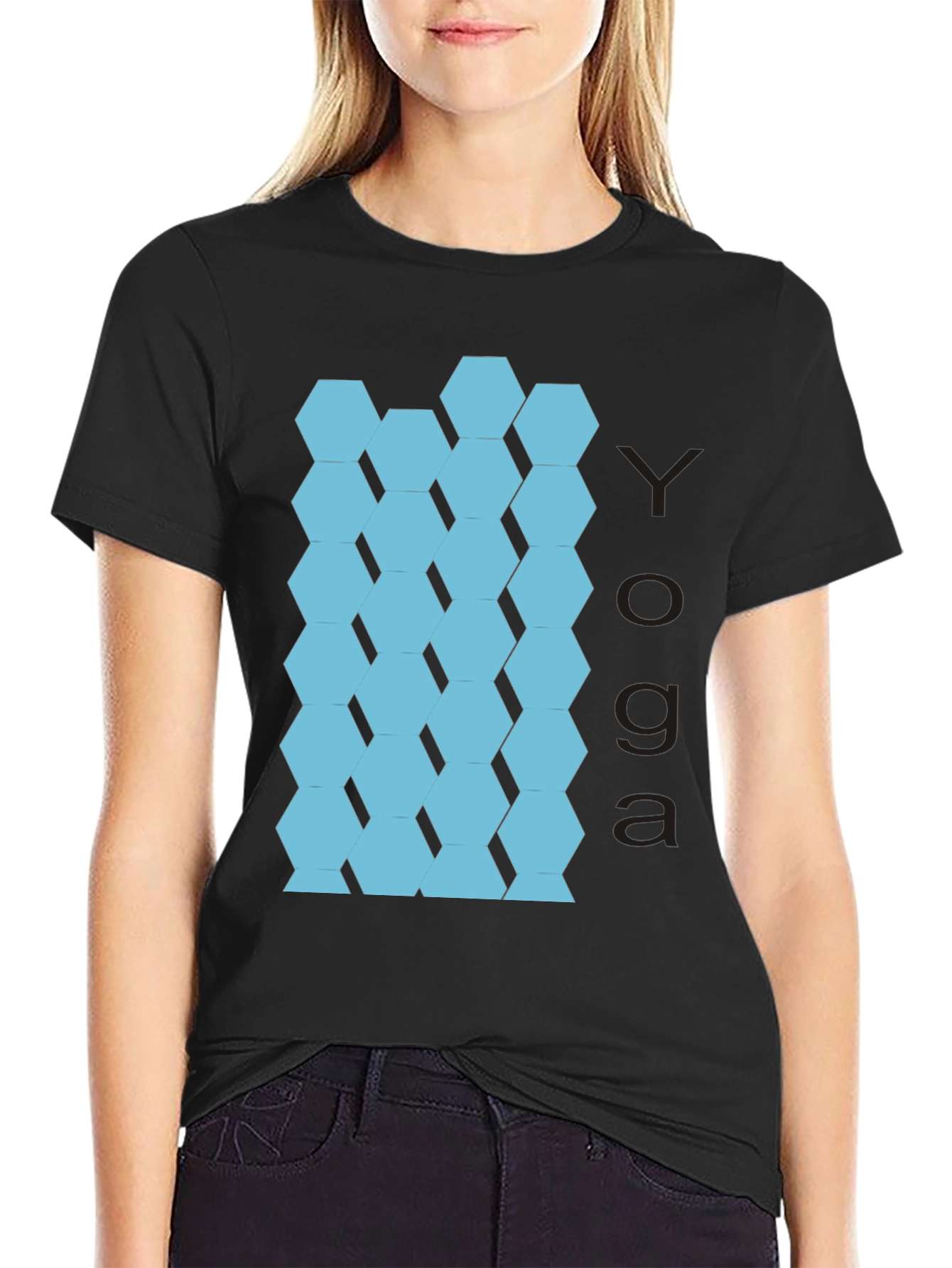 Yoga Hexagon Pattern T-Shirt - Stylish & Comfortable