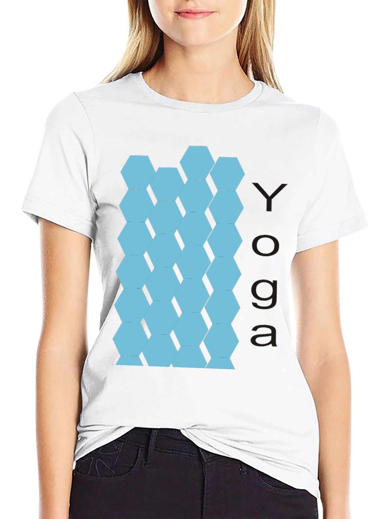 Yoga Hexagon Pattern T-Shirt - Stylish & Comfortable
