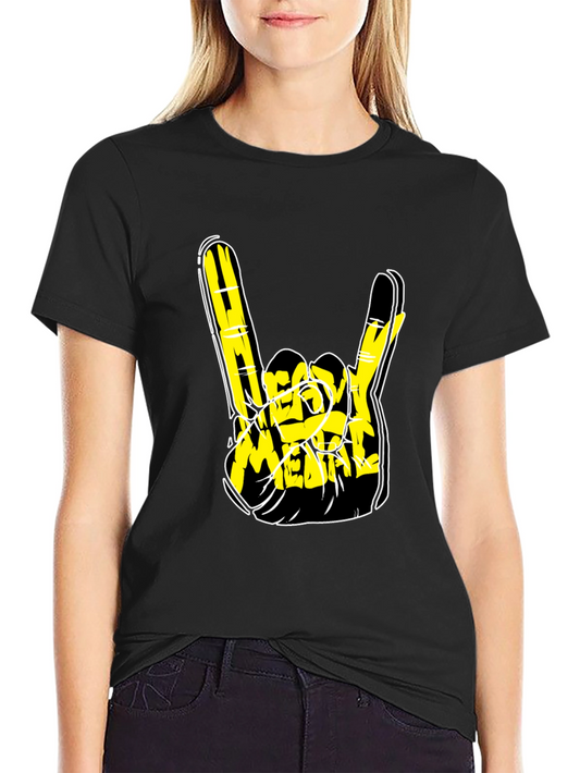 Heavy Metal Rock Hand Gesture Black T-Shirt