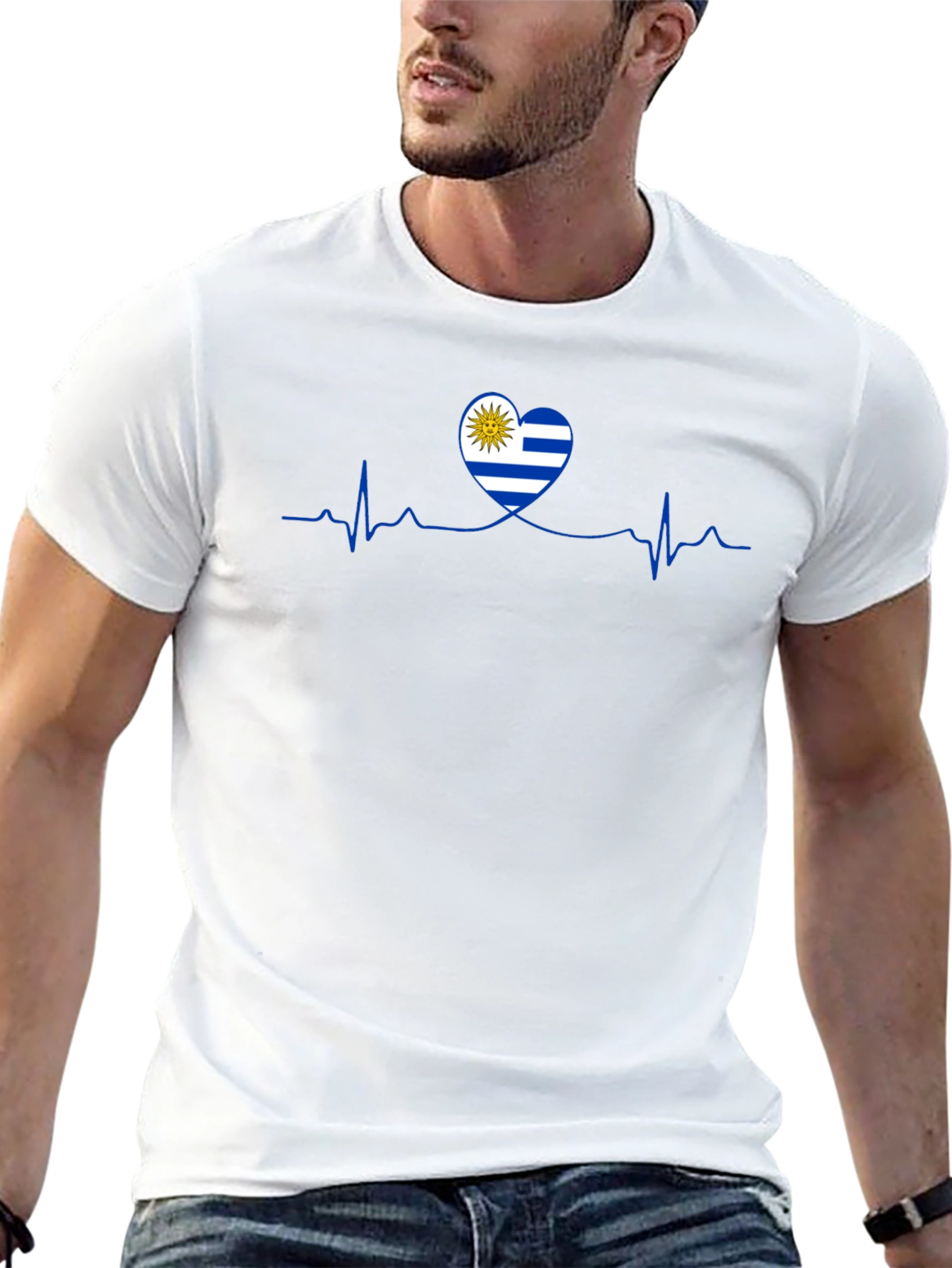 Uruguay Heartbeat Flag T-Shirt