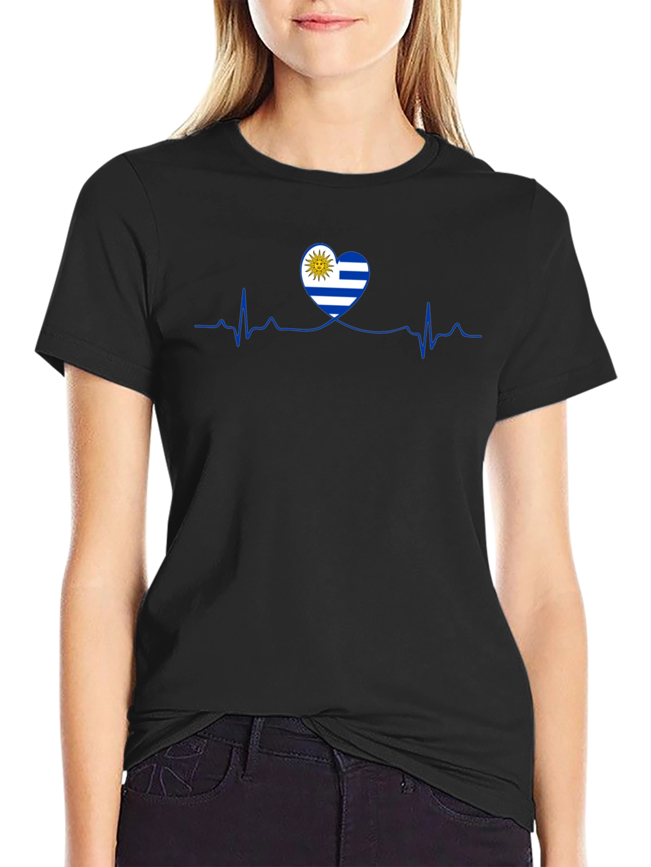 Uruguay Heartbeat Flag T-Shirt