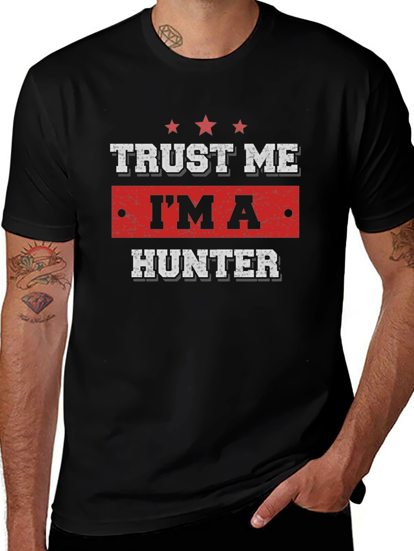Trust Me Im A Hunter Black Graphic Tee