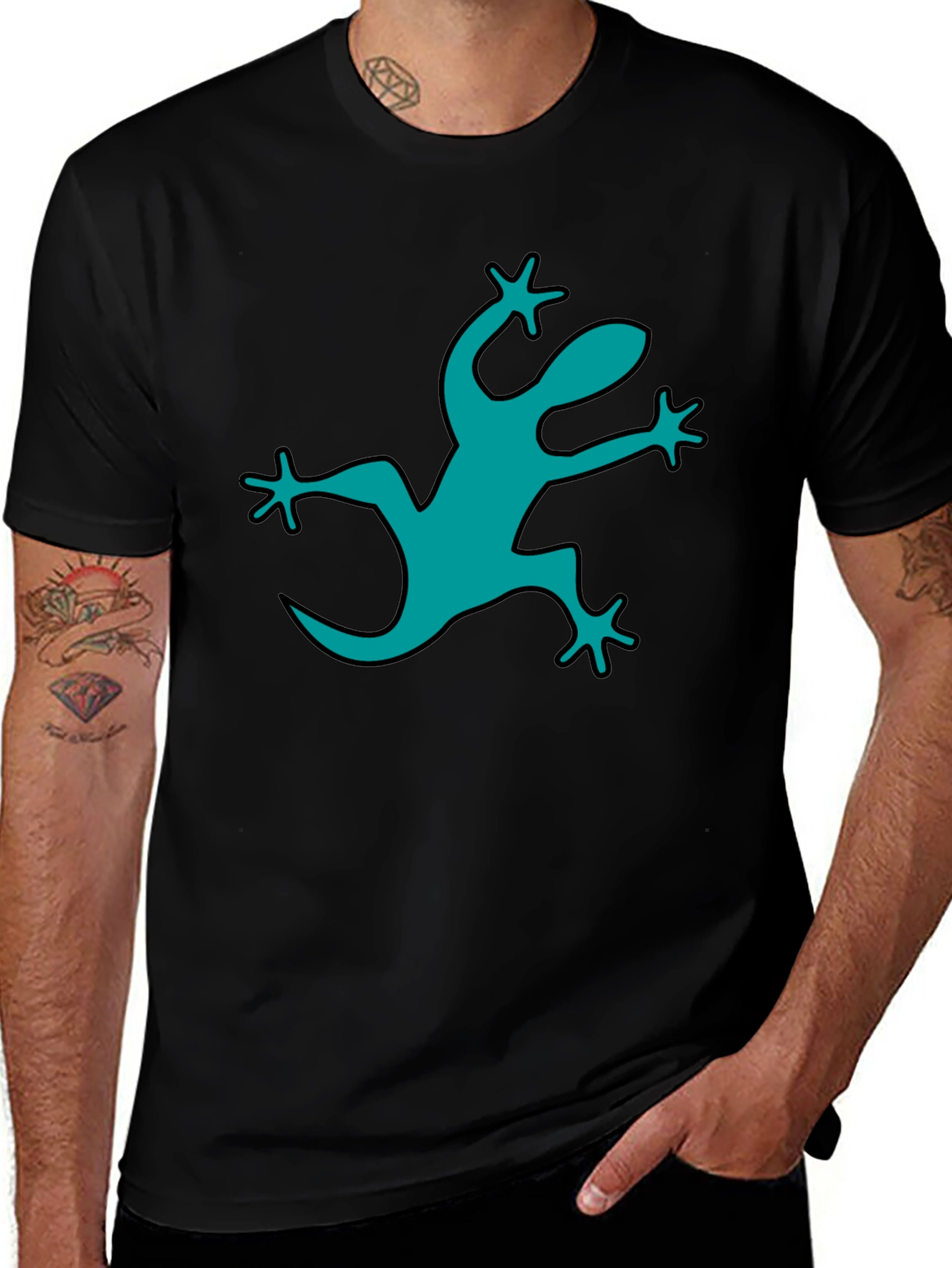 Cool Gecko Graphic Black T-Shirt
