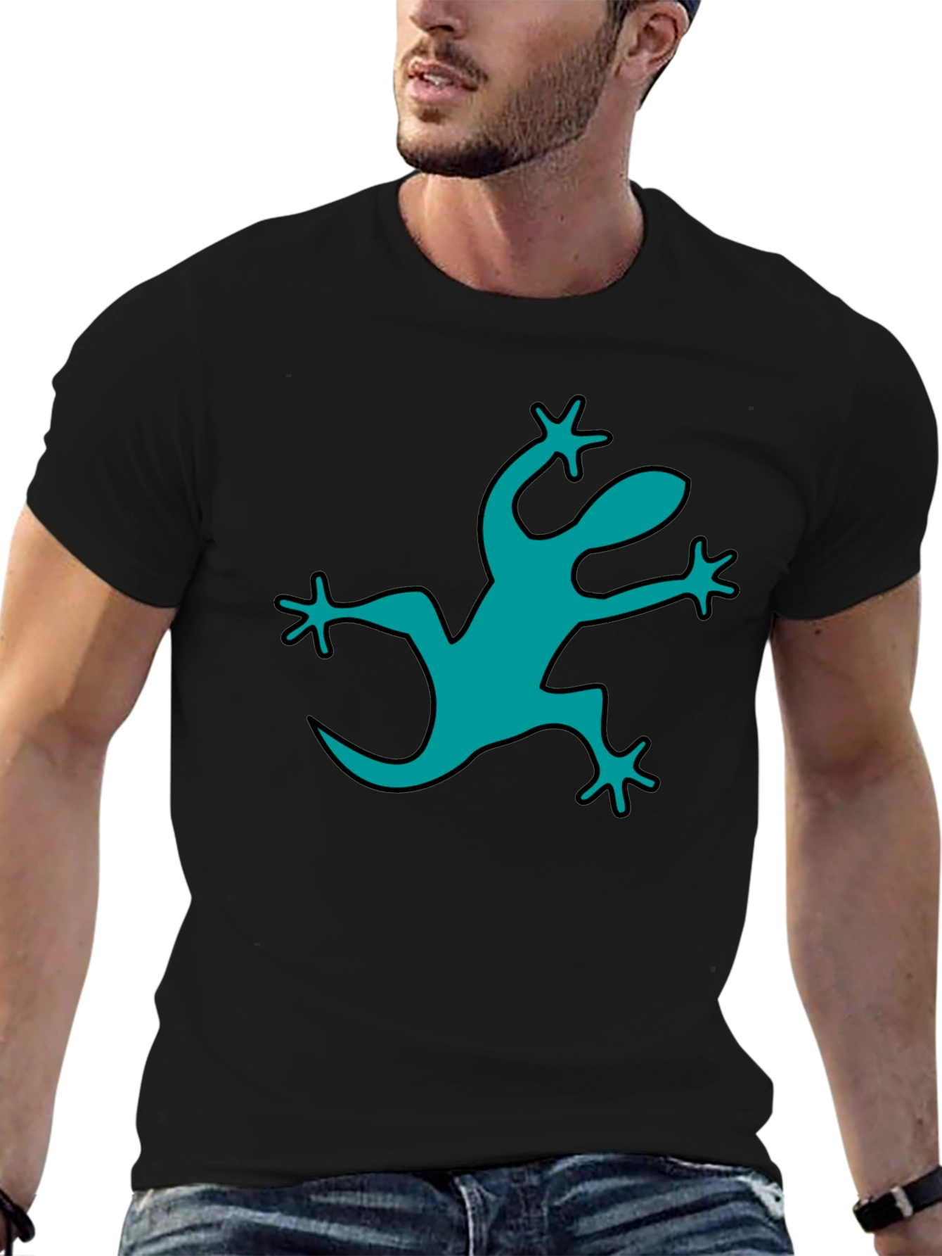 Cool Gecko Graphic Black T-Shirt