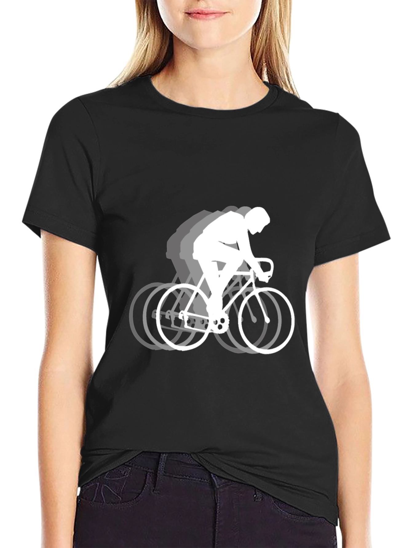 Mens Black Bicyclist Graphic T-Shirt