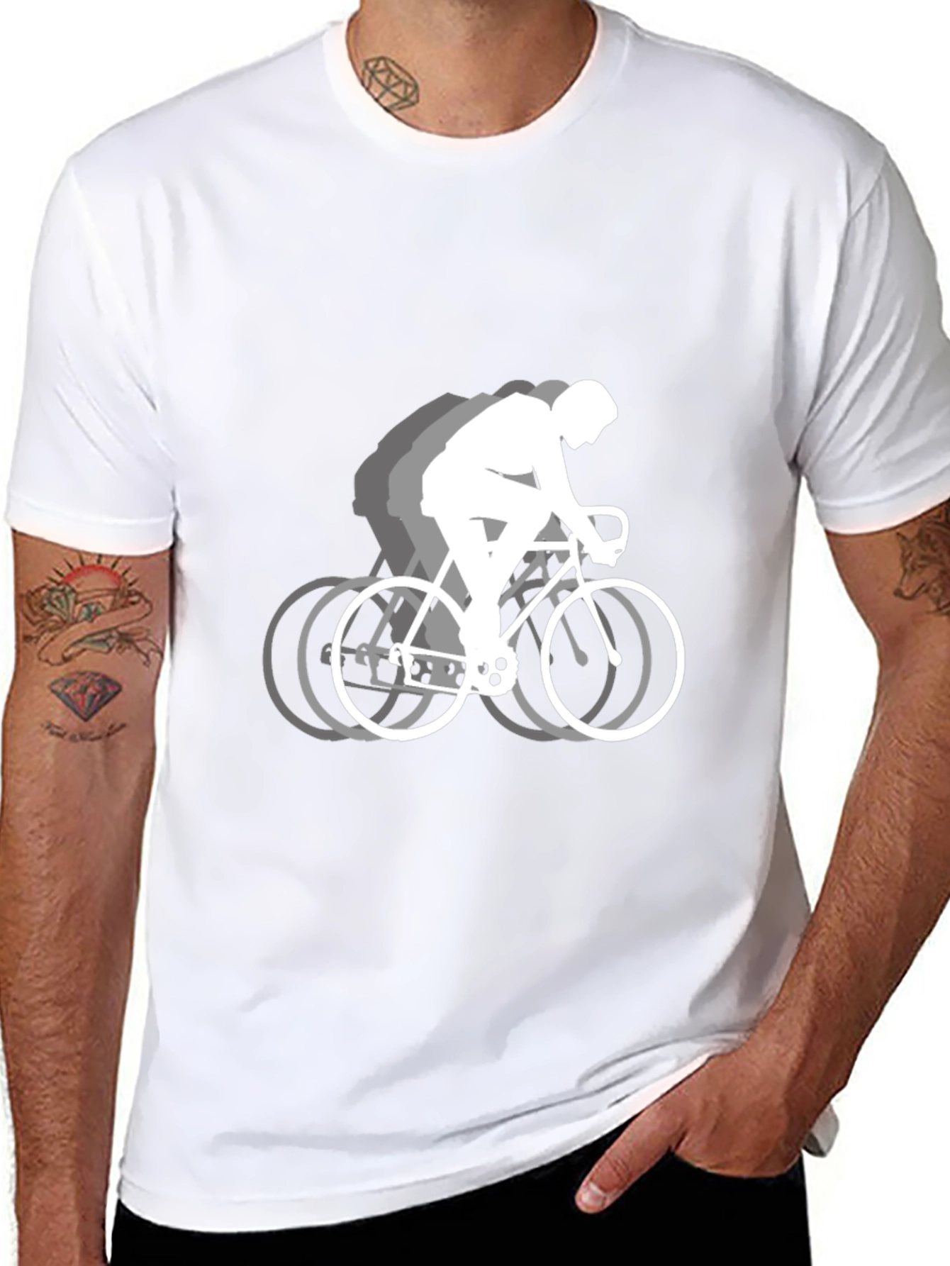 Mens Black Bicyclist Graphic T-Shirt