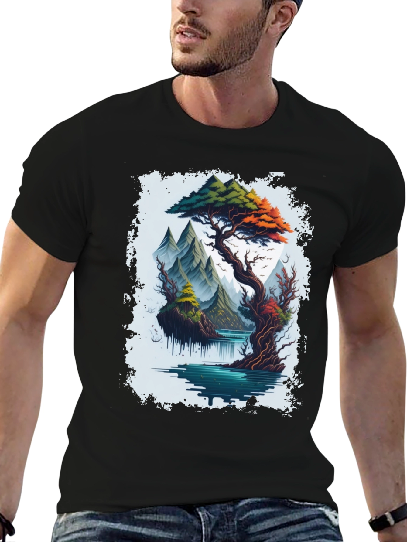 Scenic Mountain Landscape Graphic Tee