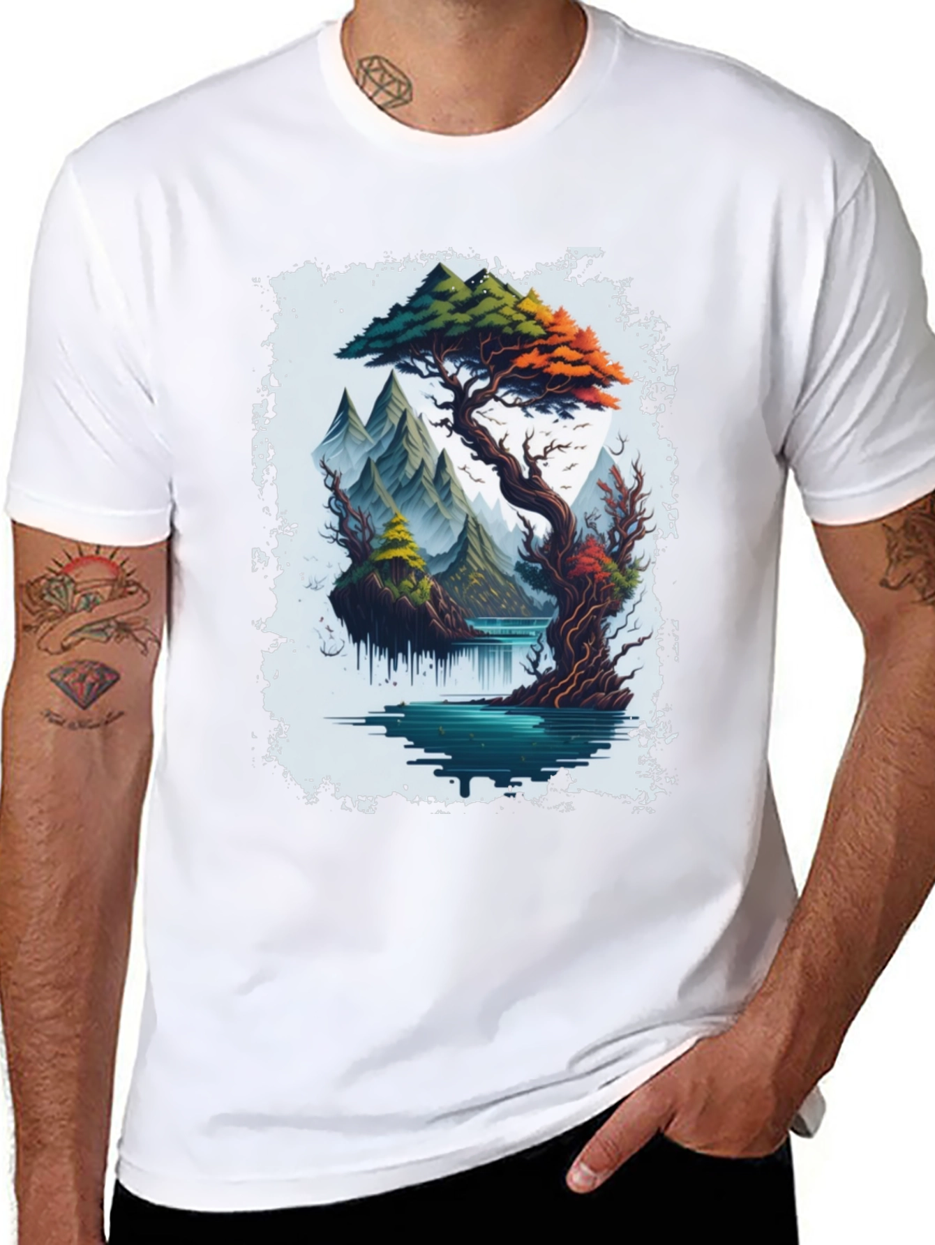 Scenic Mountain Landscape Graphic Tee