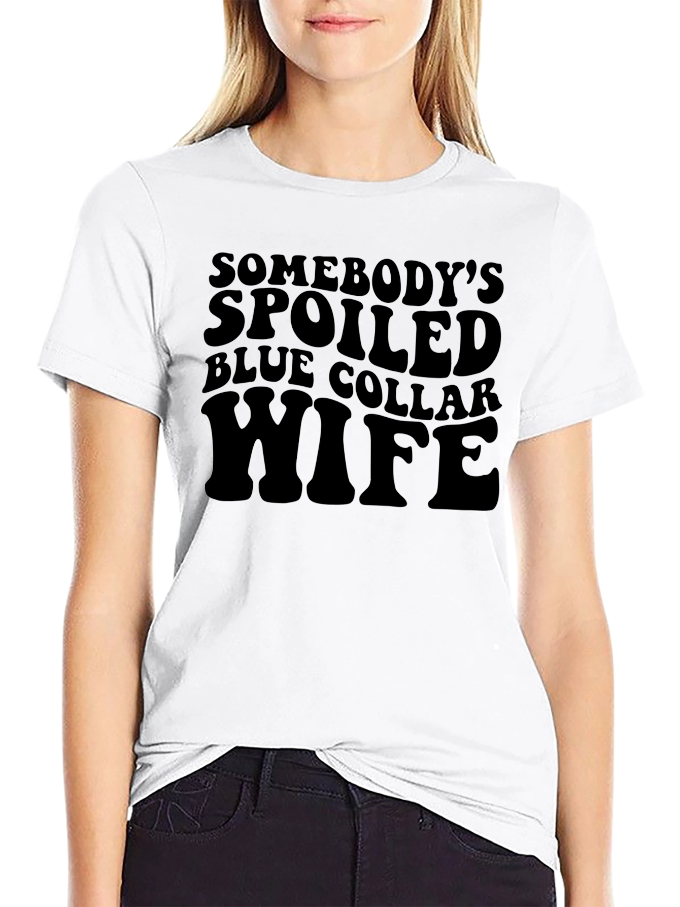 Spoiled Blue Collar Wife Black T-Shirt