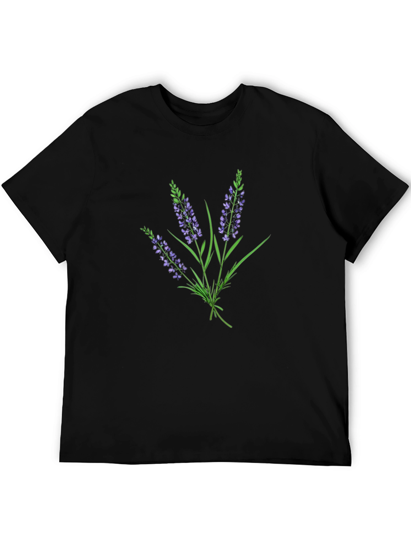 Lavender Bouquet Graphic Black T-Shirt