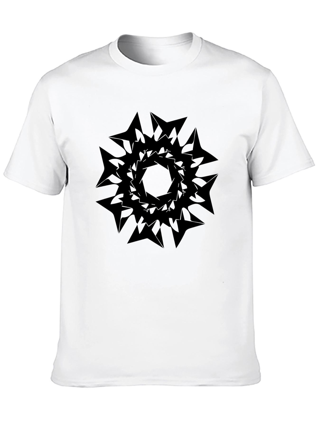 Abstract Geometric Print Black T-Shirt