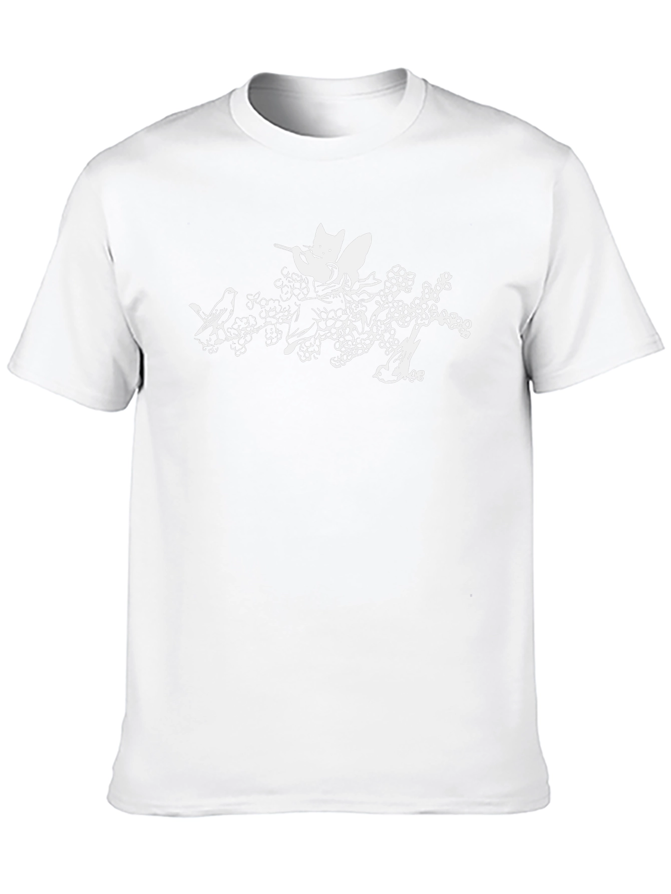 Cat & Birds Tee - Black Graphic T-Shirt