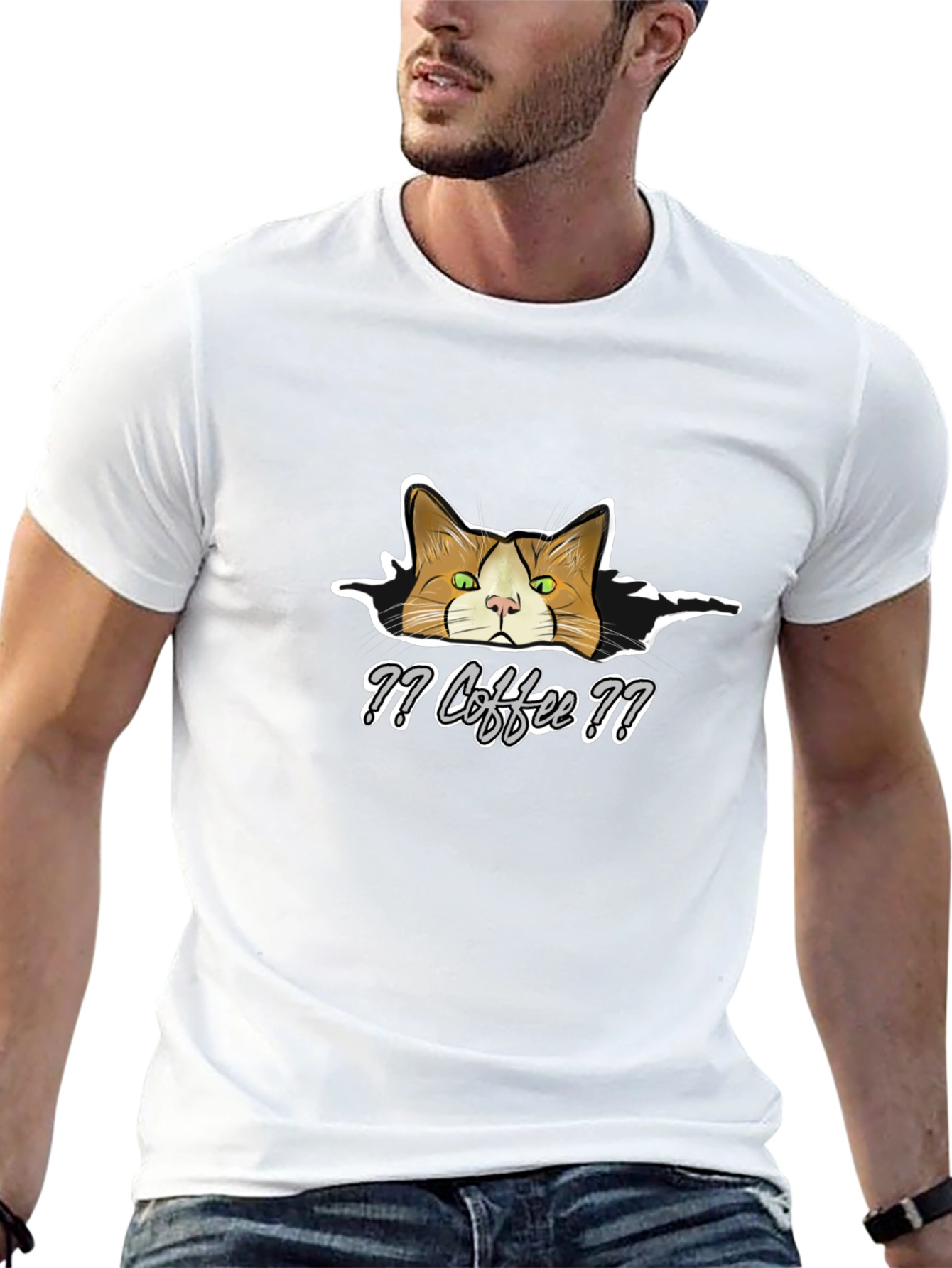 Coffee Cat T-Shirt - Funny Graphic Tee