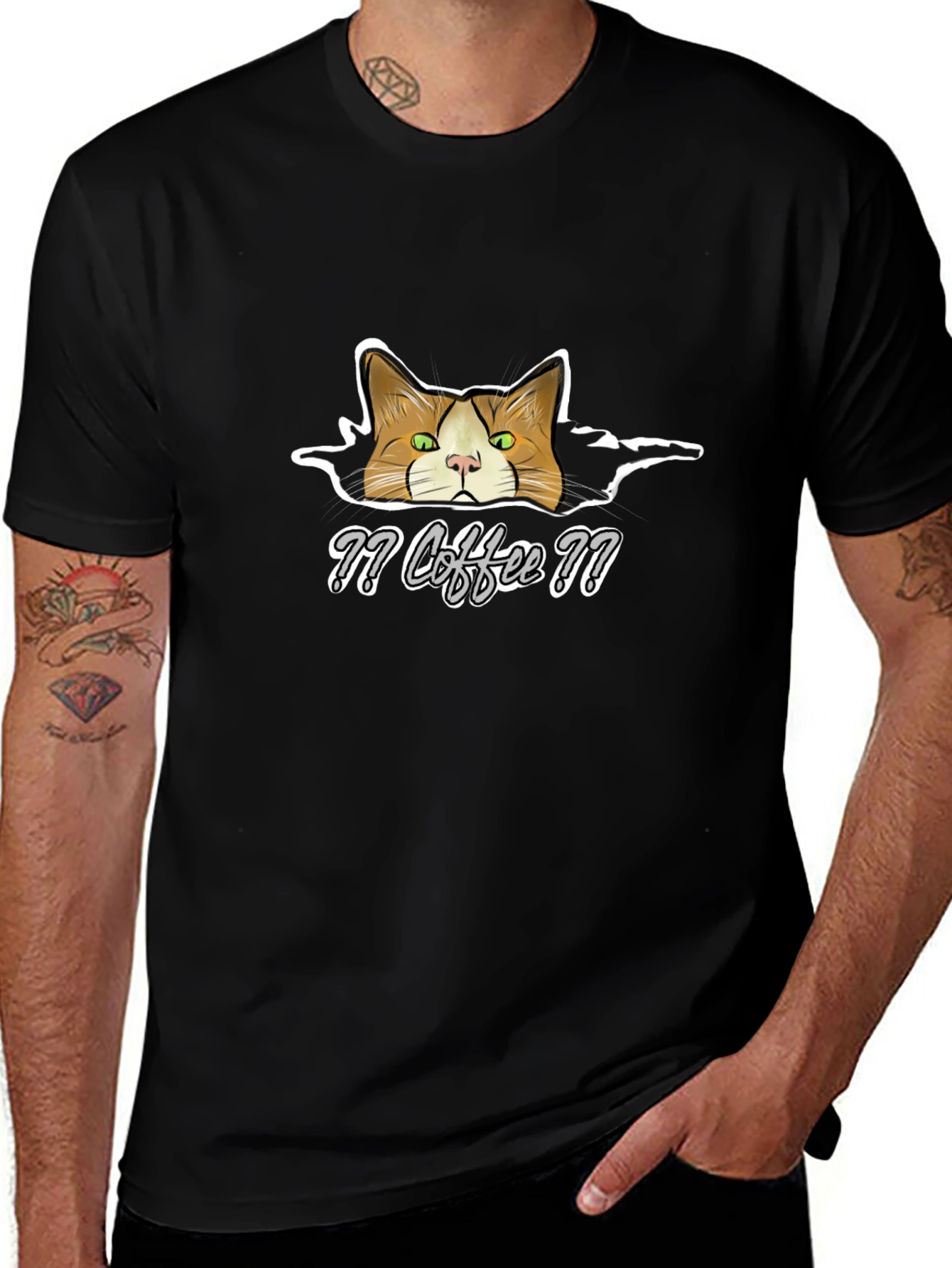 Coffee Cat T-Shirt - Funny Graphic Tee
