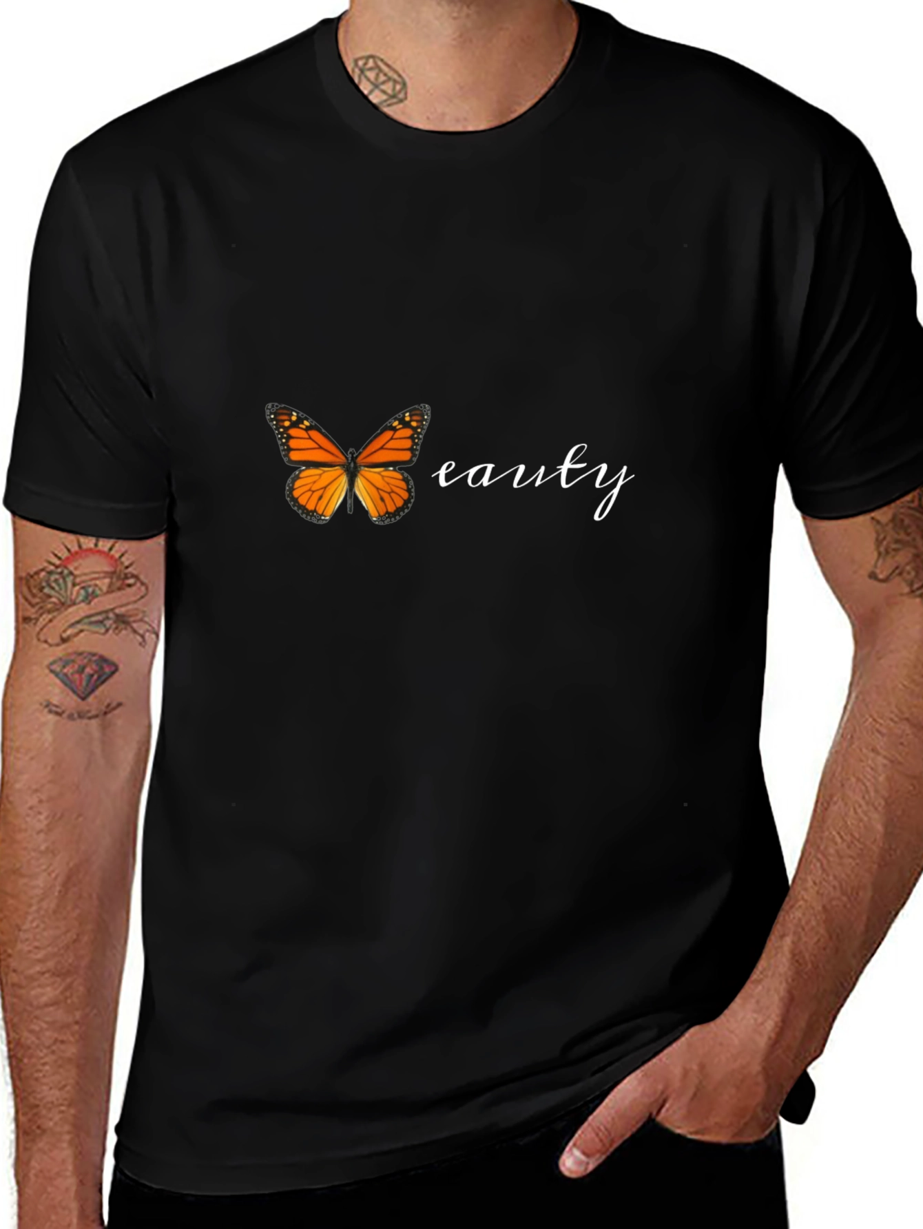 Butterfly Beauty Graphic Tee - Stylish Black T-Shirt