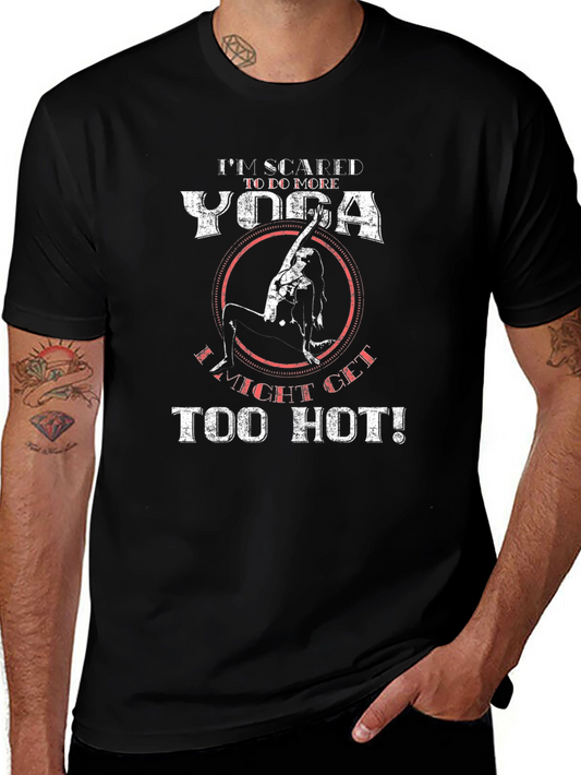 Yoga Too Hot Mens Black Graphic T-Shirt