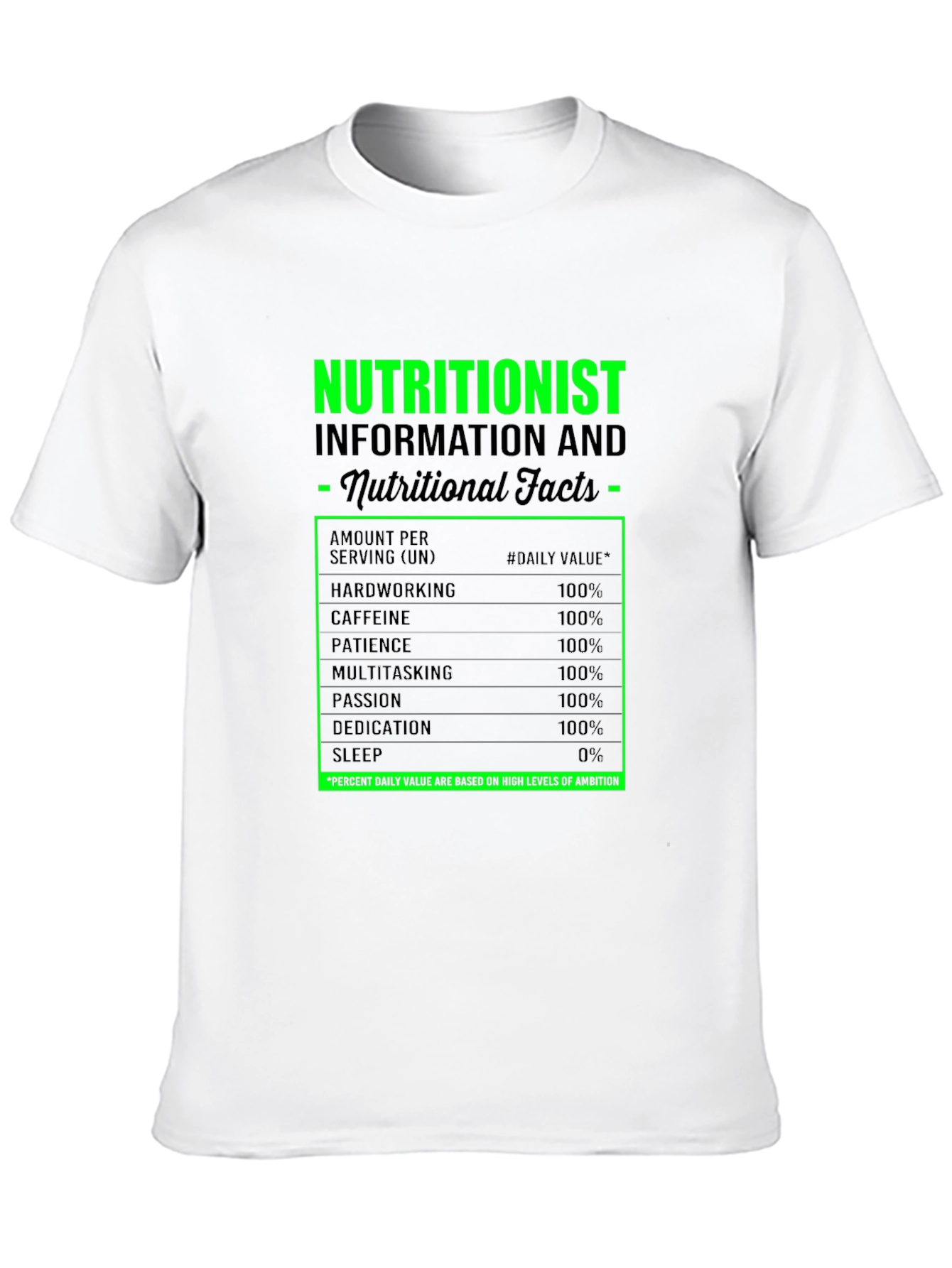 Nutritionist Facts Black Graphic T-Shirt